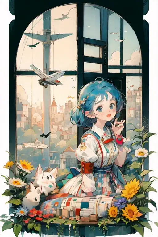 窓辺の青髪ちゃんと不思議な旅🌿