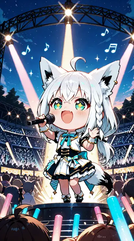 ちびスタイル 白狐ちゃんのライブがきらきら✨