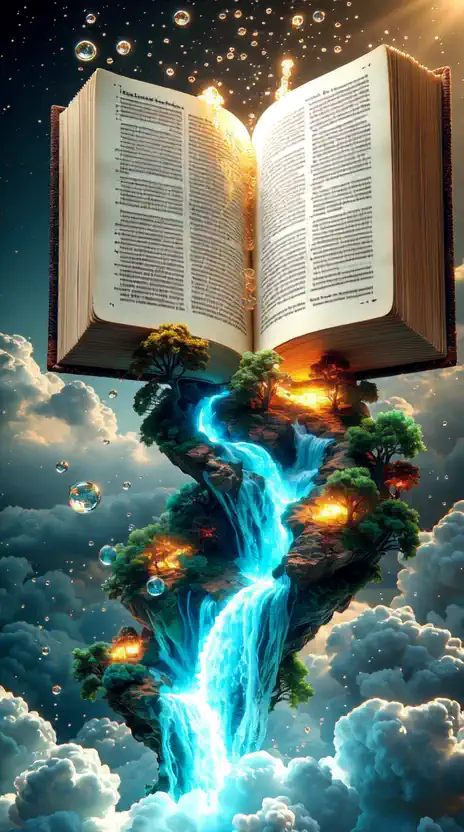 Magic pours out from the open book! 🌌