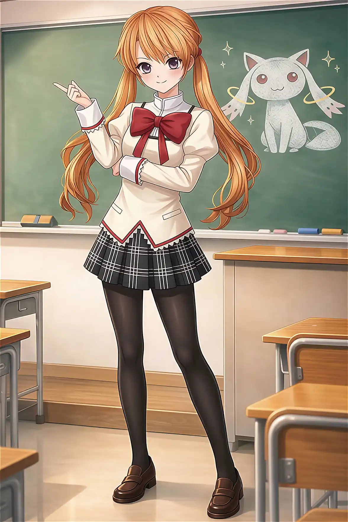黒板にキュゥべえ描いてみた✨