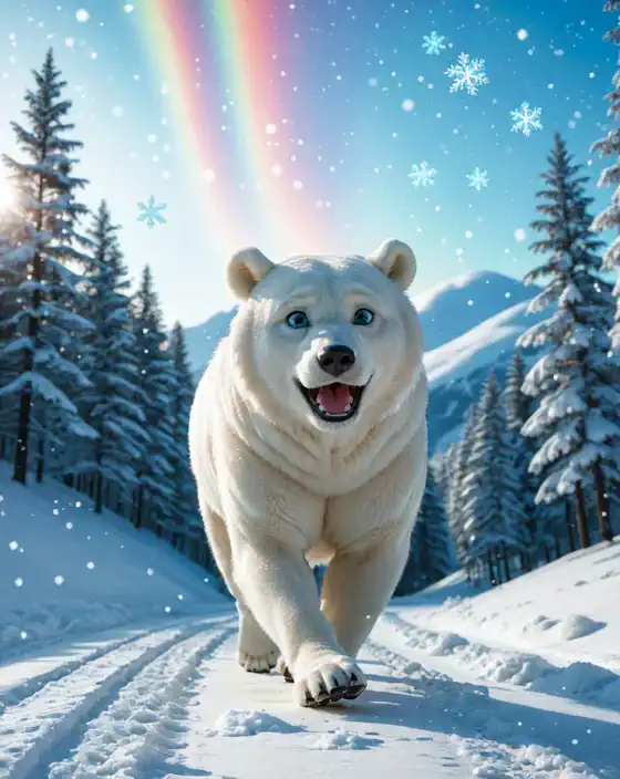 雪の森に現れた！白クマくん🌈