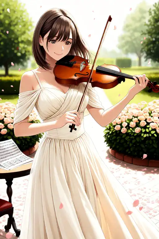 晴れの庭でバイオリン🎻 最高の光景✨