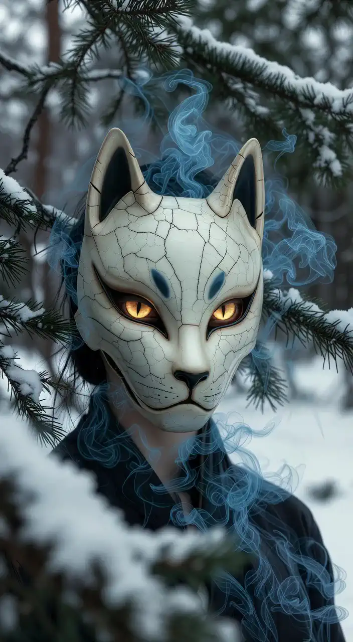 Chilling encounter with a snow forest kitsuki 🐺❄️
