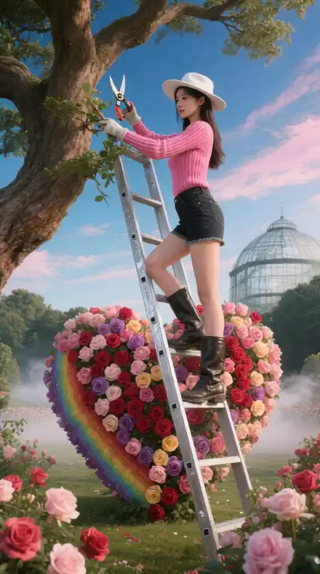 Trimming tree under the sunny sky 🌷