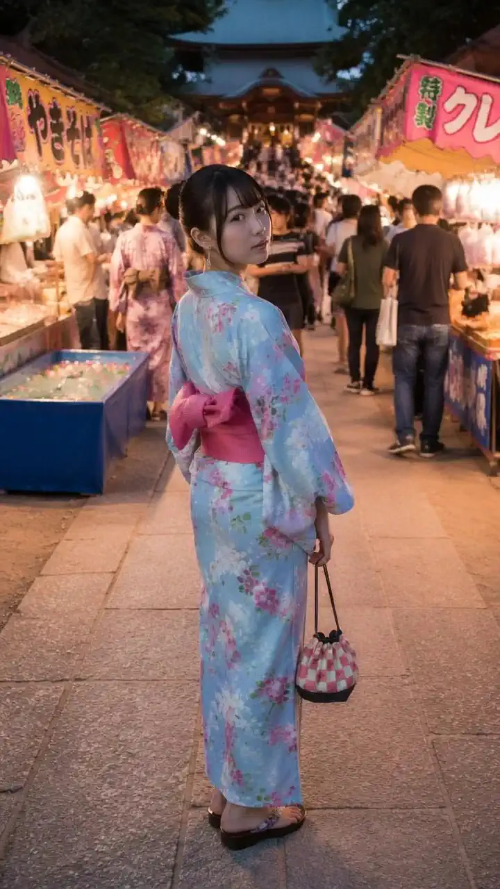 縁日の浴衣美人✨ 夕暮れの誘い