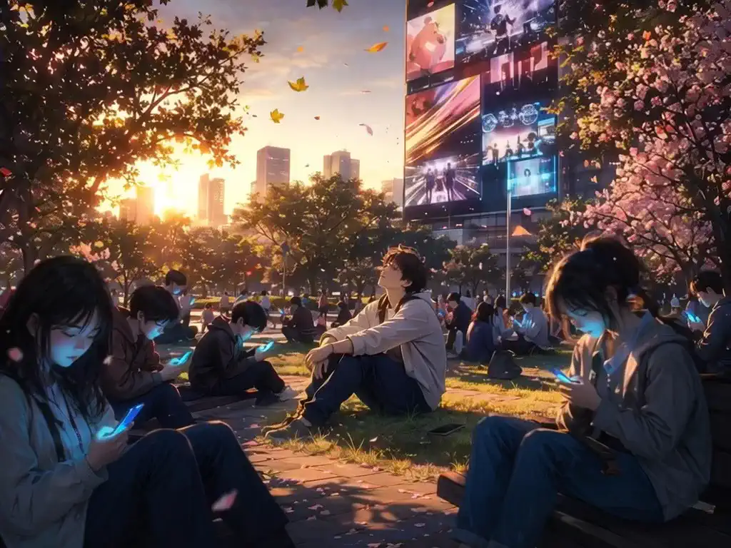 (Video1)Sonnenuntergang im Park 📱 Wer schaut auf?