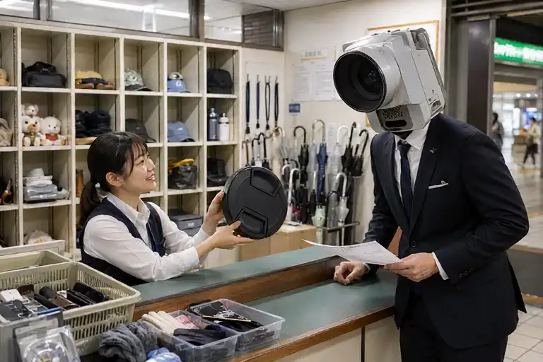 頭がカメラの男、荷物預かりに来た🤯