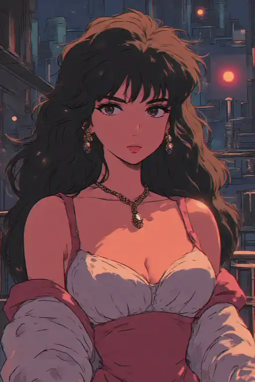 80年代風美女が夕暮れ街に佇む🌆