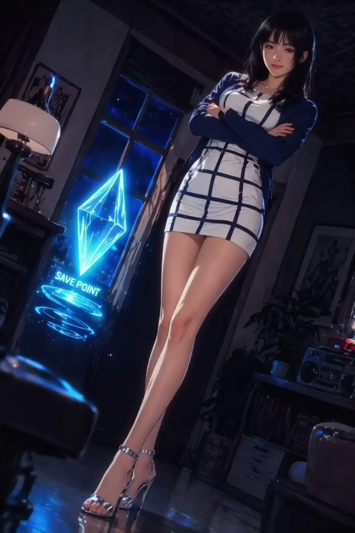 セーブポイントの前に立つ真紀子✨