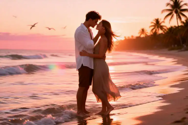 Sunset Kiss Embrace