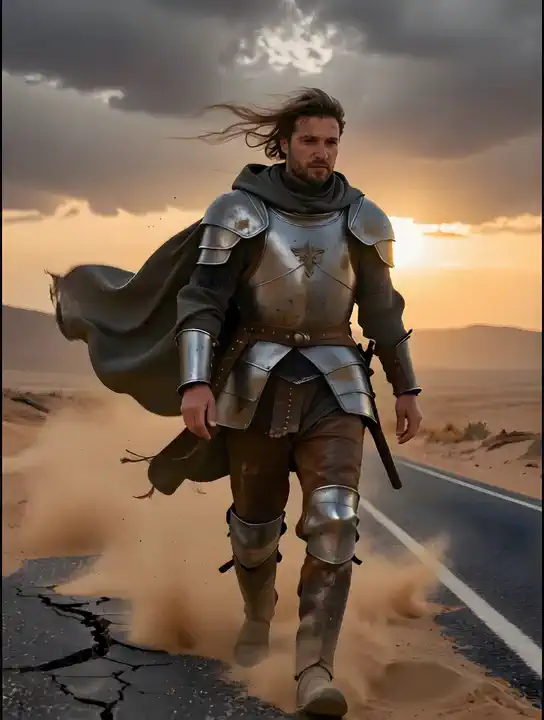 Cavaleiro solitário marcha ao entardecer ⚔️