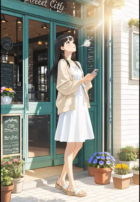햇살 가득한 오후의 카페 앞🌸