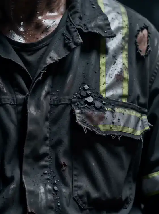 This soot-stained jacket hits so hard 🫡