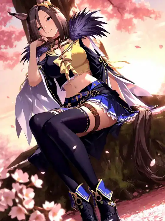 夕暮れ桜の下のウマ娘、美しすぎ✨