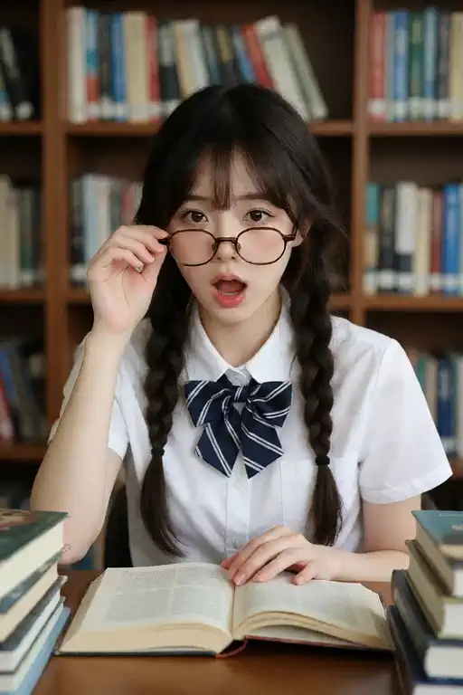図書室でびっくり！眼鏡女子が可愛すぎ🥰