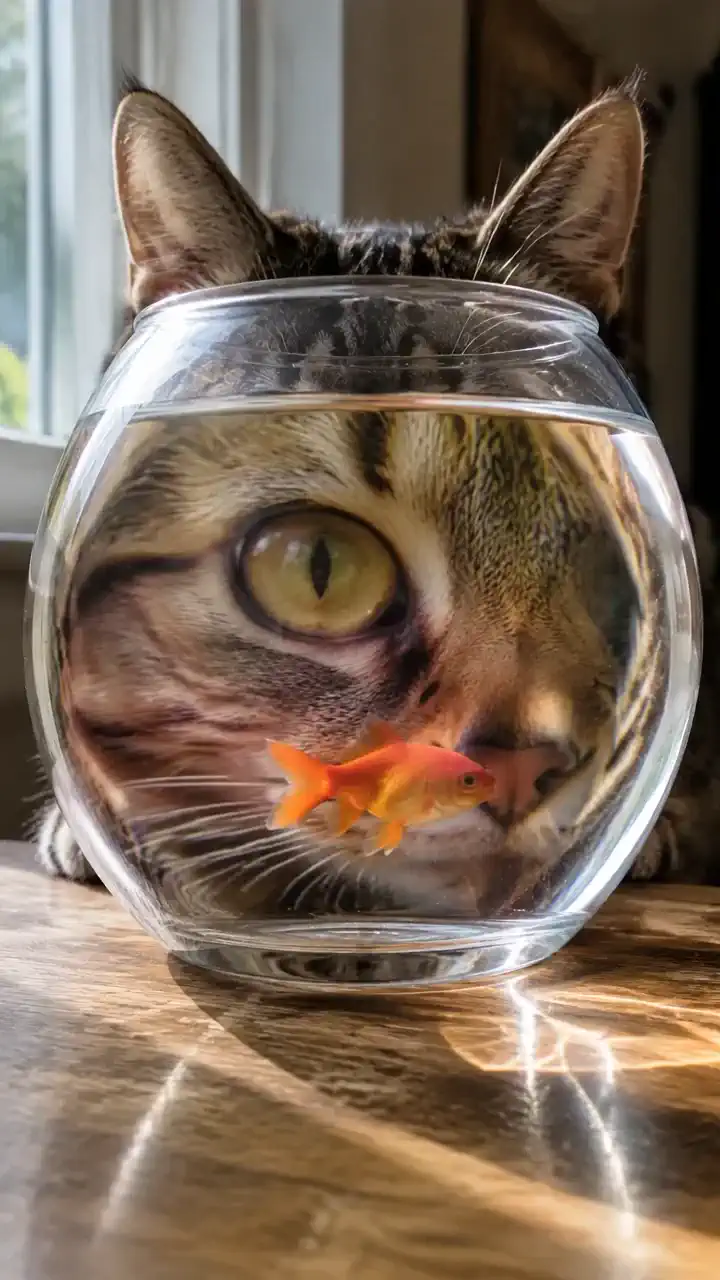 金魚と猫🤣