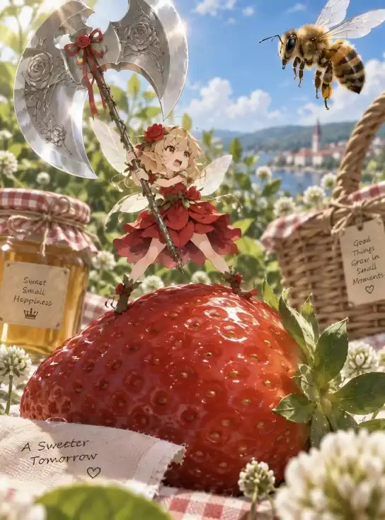 (Short Video)🍓 Kleine Fee verteidigt ihre Erdbeere! 🪓