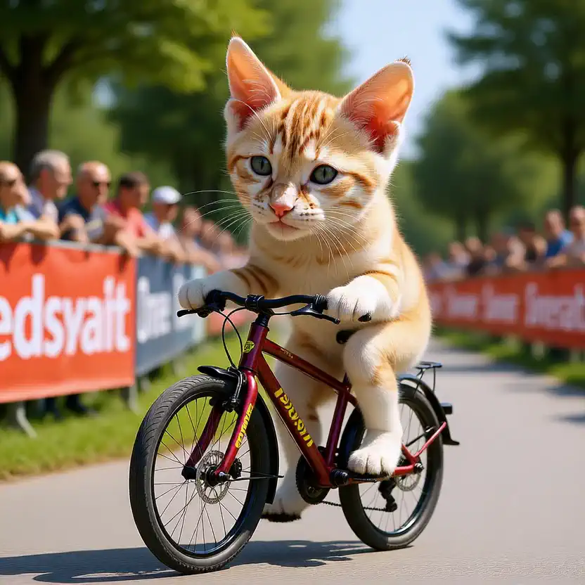 萌宠参加骑行比赛