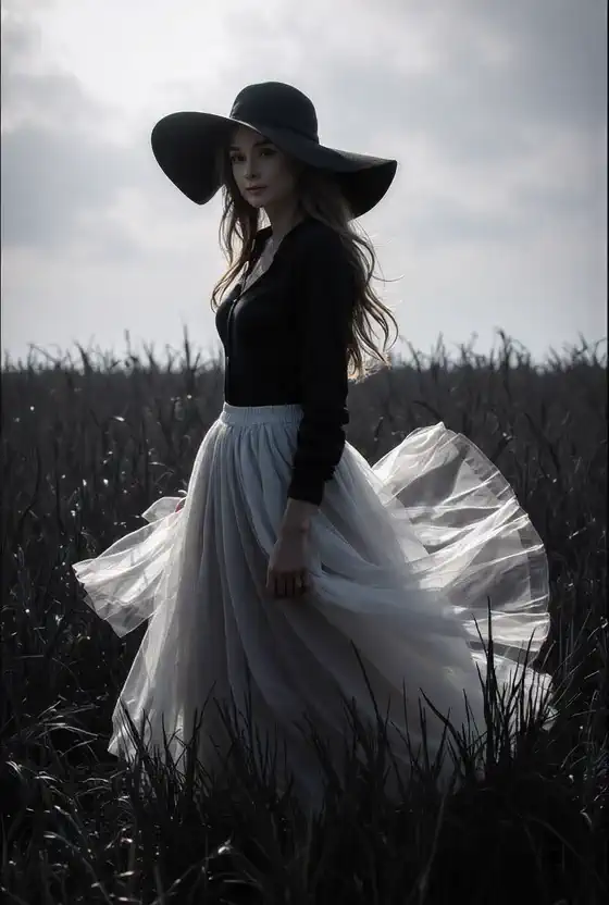Fotografia artistica - Il cappello volante di una bella donna