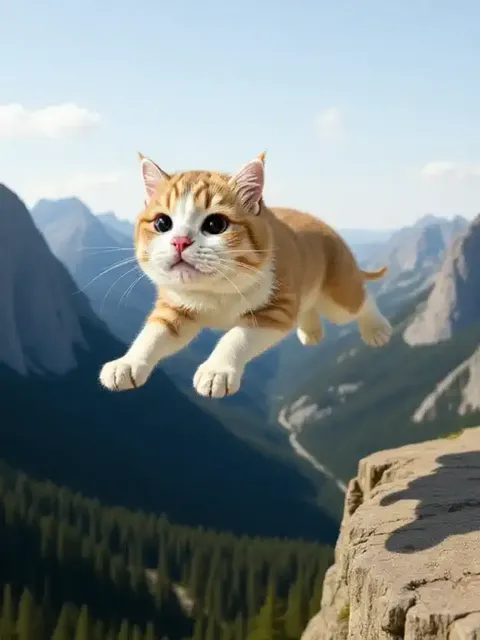 Cute Pets Jumping Off Cliff
