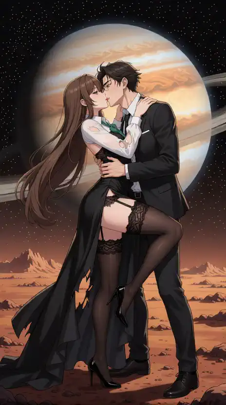Beautiful woman finds a handsome man to embrace and seduce