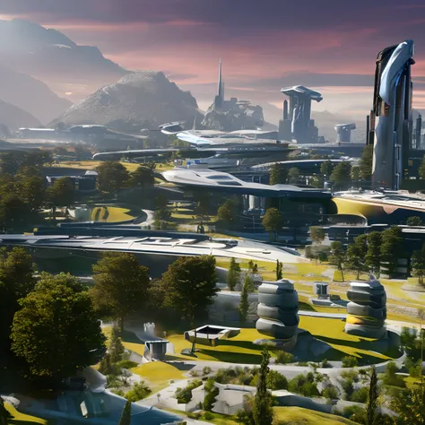 landscape of a futuristic sci fi city, sci fi, ultra realistic, high resolution, city