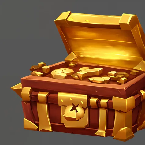 fantassified icon, a golden chest, 8k, centered