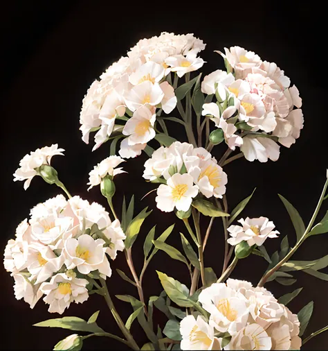 carnation，garland，realistic，black background