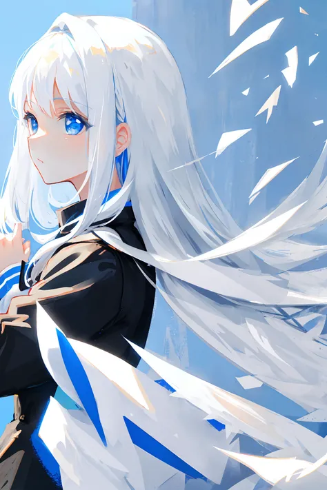 white hair, girl, profile picture, blue eyes