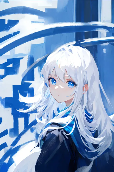 white hair, girl, avatar, blue eyes