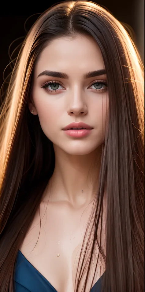 botox lips, very moist skin and hair, firm breasts, dark blond hair, long straight hair, wet peignoir, european youth, perfect b...