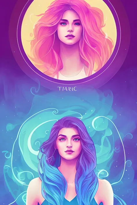 tarot style, 1girl, male_focus, collarbone, portrait, digital illustration, flowing hair, glowing rainbow hair, night, pastel, l...