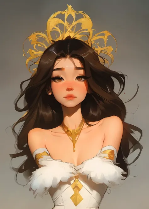 ((full body)), samdoesarts style award winning full body portrait of a beautiful woman, ((perfect feminine face)), ((Medieval dress)), embroidered with gold edges, Intricate and beautiful dress, (beautiful detail eyes), (very long fluffy curly hair), palac...