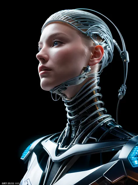 complex 3d render ultra detailed of a beautiful porcelain profile woman android upper body, closed mouth, cyborg, robotic parts, 150 mm, beautiful studio soft light, rim light, vibrant details, luxurious cyberpunk, lace, hyperrealistic, anatomical, facial ...