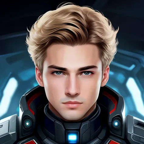 masterpiece, best quality, realistic, ultra detailed, sfw, head shot, a portrait of a young man, starsector, sci-fi style suits,...