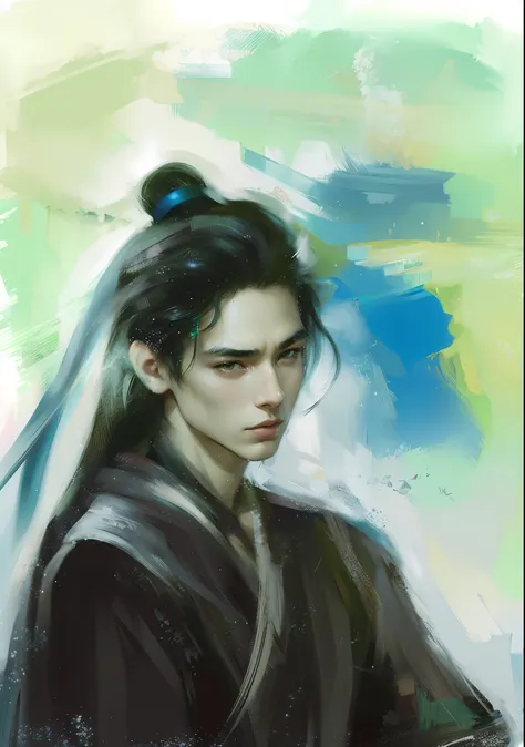 (male: 1.1), black eyes, oriental beauty, (masterpiece), best quality, anime, merge, colorful, vibrant colors, illustration, art...