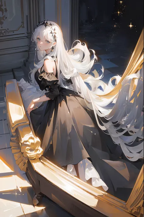(((Best picture quality, high definition, extremely fine))), a beautiful and gentle face, (long hair: 1.3+black: 1.2), (face close-up: 1.2)|(body), ( Eyes that condense the starry sky: 1.3+ is both reassuring and frightening: 1.2), (1 woman in a gothic pal...