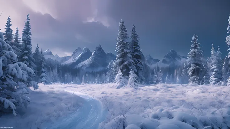 masterpiece, best quality, high quality, extremely detailed CG unity 8k wallpaper, taiga, silence, towering conifers covered with forest floor, harsh cold climate, serene beauty, snow, winter, mild summer, breeze, needles, branches, bokeh, depth fields, HD...