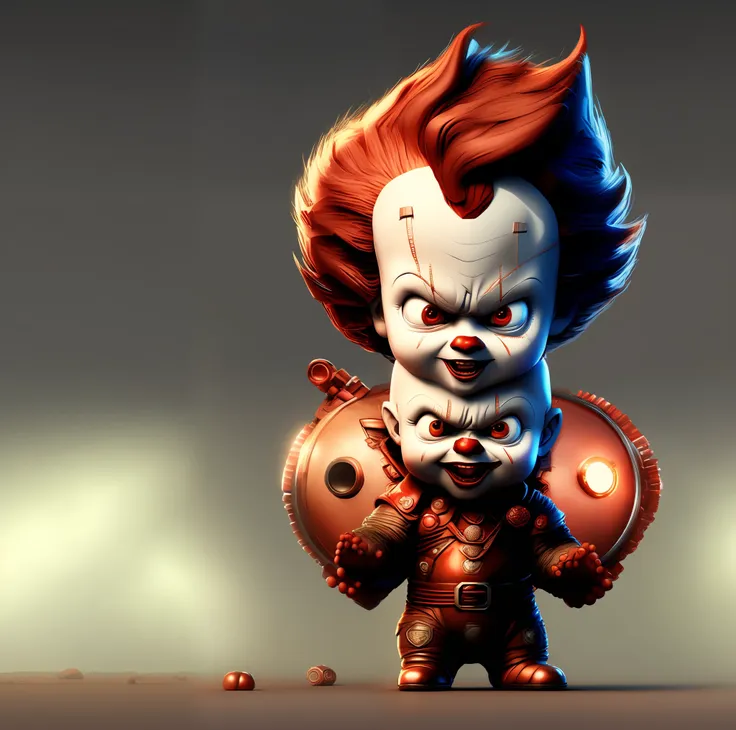 portrait of  super cute pennywise, red light, haunting atmosphere, digital art , intricate, 8k resolution, super high quality,