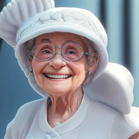 ((best quality)) (detailed) (high resolution and sharpness:1.4) (cute granny smiling in white cook outfit and hat:1.8), (latin:1...