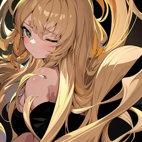 ((masterpiece)), ((best quality)), strong outlines, digital art, perfection, 1girl, solo, solo focus, portrait, sticker, one eye closed, annoyed, beautiful, white background, long hair, strong outlines, loli, ((blonde beige hair:1.3)), green eyes, super lo...