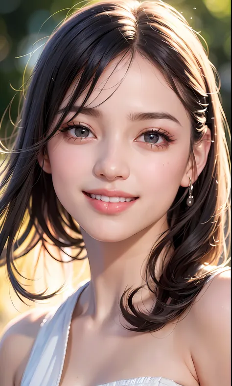 (8k, raw photo, photorealistic: 1.25), (lip gloss, eyelashes, smiling wide showing teeth, bright face, bright skin, best quality...