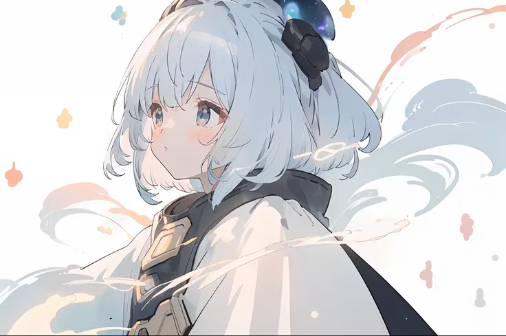 ((masterpiece)), (((best quality))), ((ultra-detailed)), ((illustration)),[realism light effect],shadow,(Fantasy style),(white background:1.6), simple background, (earth theme),( A Cloak) [(Hair Focus,((1girl)),[(Big Slime Hair): (Cloud Hair):0.3], (Hair o...