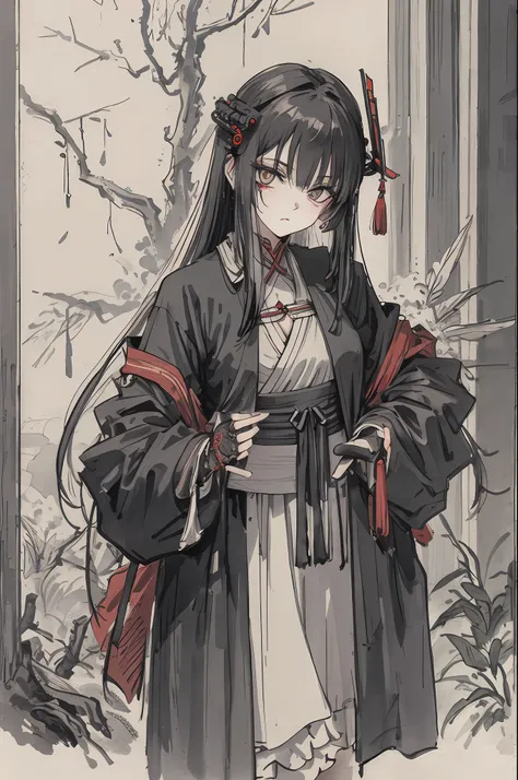 cyberpunk woman wearnng ancient pagan slavic rus clothes mixed with nu-goth aesthetic. portrait, detailed face