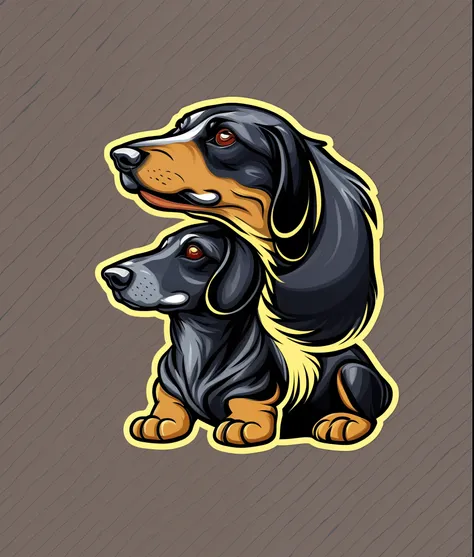 Dachshund breed dog, colorful, vintage style, (t-shirt design), realistic volumetric light of masterpiece