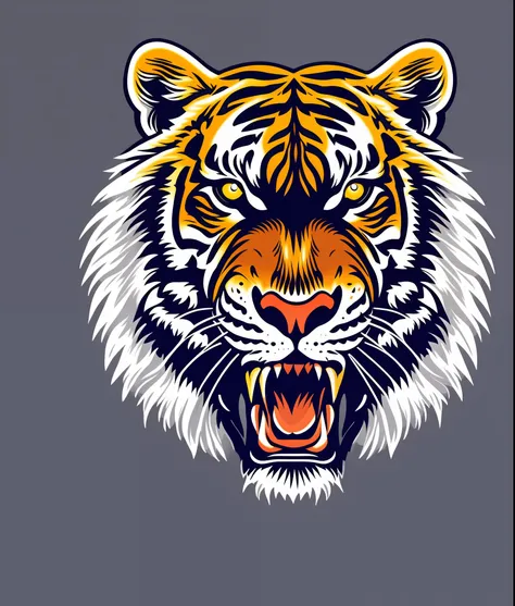 tiger, colorful, vintage style, (t-shirt design), realistic volumetric masterpiece light