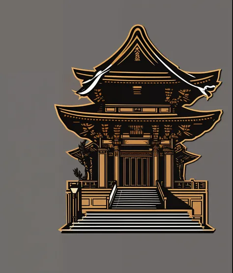 ninja temple, vintage style, (t-shirt design), realistic volumetric masterpiece light