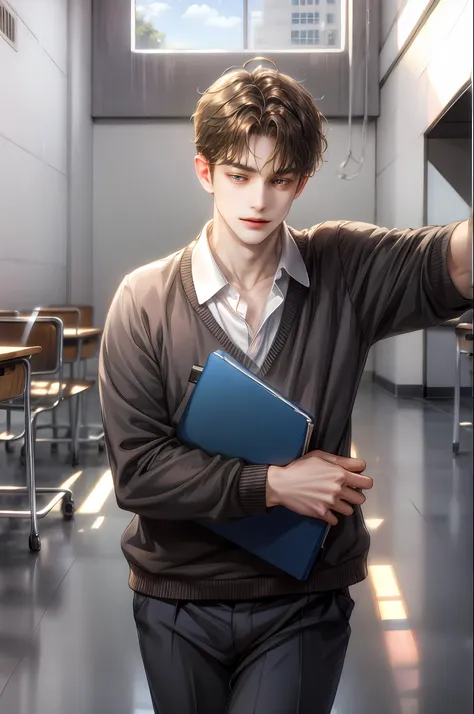 brown-haired boy in school uniform