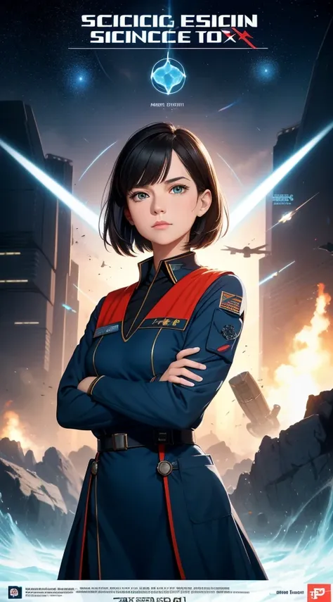 Science Fiction,Sci-Fi,Sci-Fi Movies,Movie Posters,Foundation Movie References,Stories about Rebellion,Anti-Government Groups,Politics,War,25-Year-Old Woman,Adult,Dark Blue Water-Colored Eyes,Black Bob Short Hair,1945 Doctor Gown,Fully Dressed,Polite Dress...