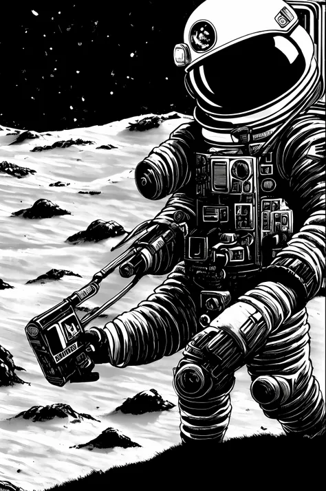 (theoldshadowrunstyles:1.0) astronaut on the moon